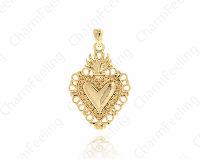18K Gold Filled Love Charm,Love Necklace, Heart Charm, Micropavé CZ Heart Pendant, Gift for Her, DIY Jewelry Accessories,33x20x2.5mm