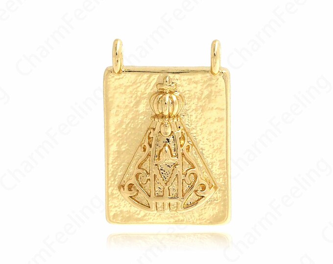 Gold Pope Pendant, 18K Gold Filled Religious Charm,Square Charm, DIY Jewelry Supplies, 17.7x11.8x4.2mm