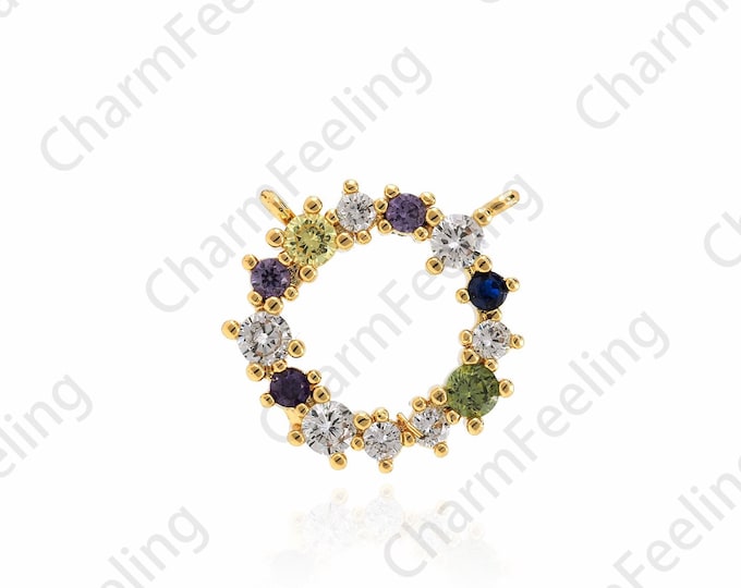 Micropavé CZ Garland Pendant, 18K Gold Filled Ring Necklace, Circle Pendant, Circle Charm,Garland Charm,DIY Jewelry Accessories, 15x15x2.7mm