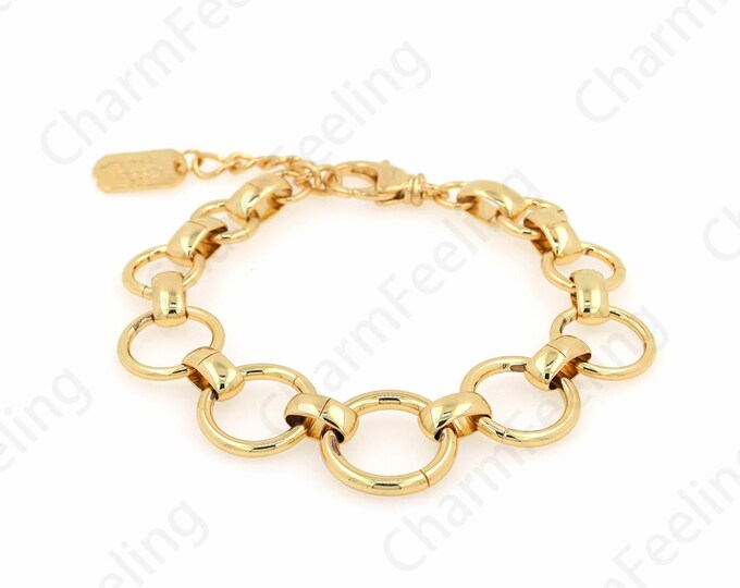 Paperclip Bracelet, 18K Gold Filled Ring Bracelet, Gold Bracelet, Round Bracelet, Dainty Bracelet, DIY Jewelry Supplies, 18cm
