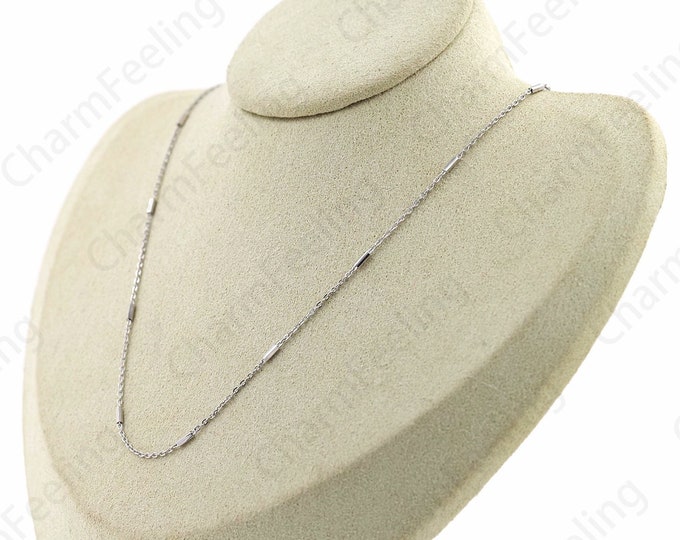 Sterling Silver Necklace,Bar Necklace,S925 Silver Necklace,Chain Necklace,Cylinder Necklace,Fashion Necklace,Classic Necklace,Gift For Her