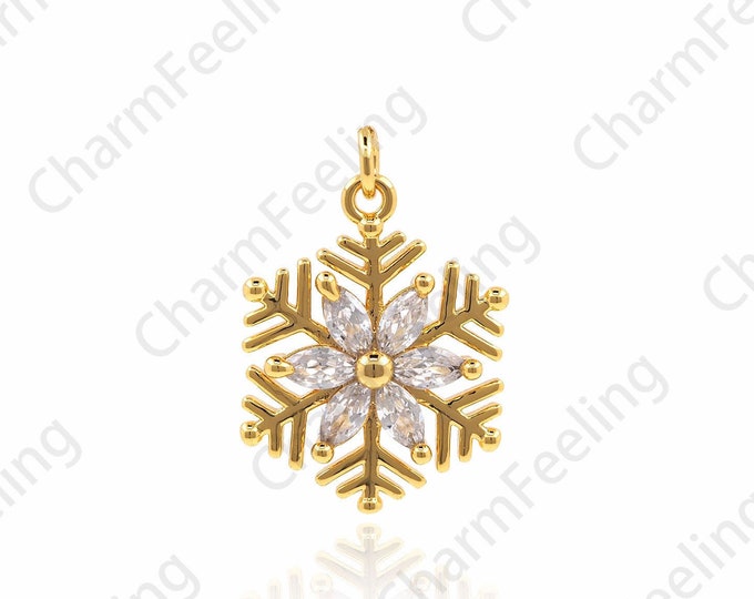 Snowflake Pendant, Winter Snowflake Necklace, Gift For Her, DIY Jewelry Making Accessories,18.6×12.6×2.9mm 1pcs