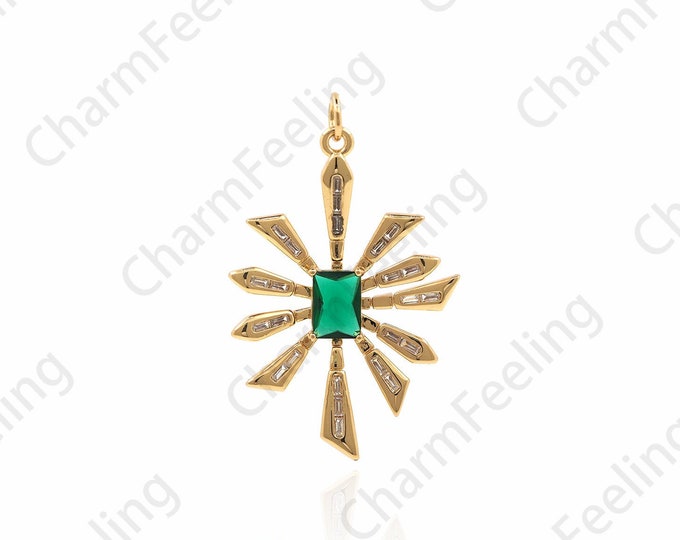 Gold Leaf Pendant, Geometric Charm, Traveler Charm, Nature Charm, DIY Jewelry Making Accessories 38x24x3.4mm 1pcs