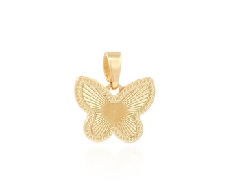 Encanto de insecto delicado, colgante de mariposa, encanto de mariposa, collar de mariposa relleno de oro de 18K, suministros de joyería de bricolaje, 14.5x13x1.6 mm