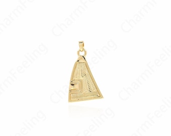 Triangle Pendant,Micropavé CZ Triangle Necklace,Suitable for DIY Jewelry Making Accessories,18K Gold Filled Alloy Charm,33.5x20x2.5mm