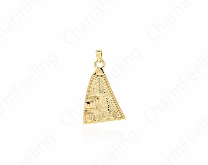 Triangle Pendant,Micropavé CZ Triangle Necklace,Suitable for DIY Jewelry Making Accessories,18K Gold Filled Alloy Charm,33.5x20x2.5mm