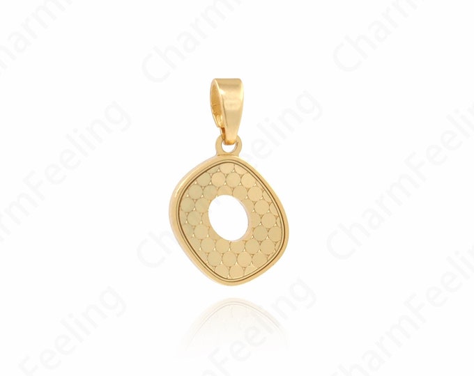 18K Gold Filled Oval Necklace, Micropavé CZ Oval Pendant, Oval Pendant, Hollow Jewelry Pendant, DIY Jewelry Accessories, 19x11x1.6mm