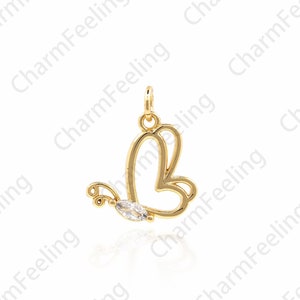 Filled Gold Hollow Butterfly Pendant, Monarch Butterfly Charm, Animal Charm, Necklace Bracelet Earring Components Supply 18.5x15x2.5mm 1pcs