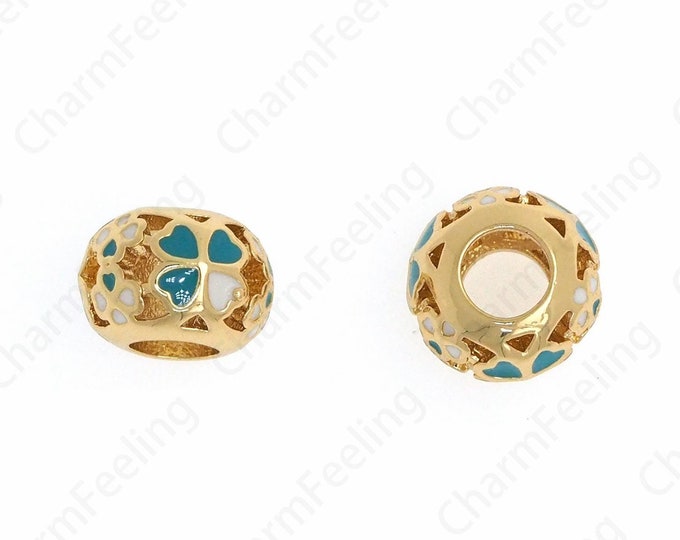 Enamel Round Spacer Beads,18K Gold Filled Big Hole Spacer Beads for DIY jewelry making 10.6x10.6x7.5mm
