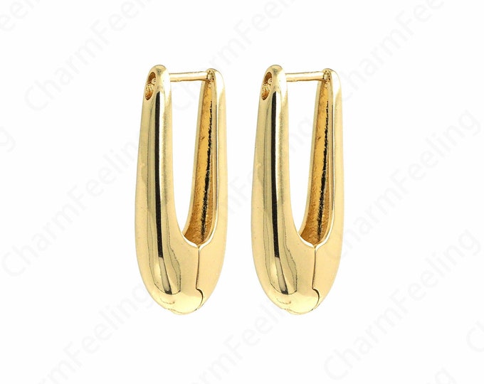 Square Earrings, 18K Gold Filled Eectangular Earrings, 18K Gold-Filled Earrings, Earring Charm, Suitable For Anniversary Gifts 30x13x6.5mm