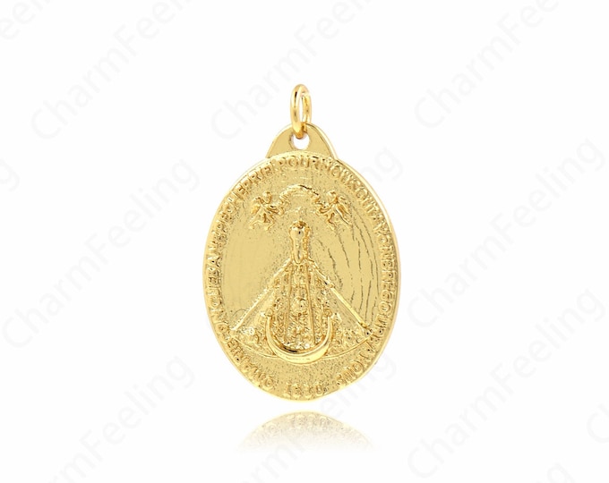 Pope Pendant, 18K Gold Filled Religious Charm,Dainty Oval Charm, DIY Jewelry Supplies, 28.3x18.2x2.5mm