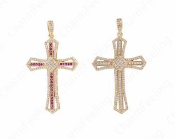 1pcs Cross Charm, Cross Pendant,Micro-Pave Cross Necklace, Religious Charm, DIY Jewelry Making Accessories 57x33x5mm