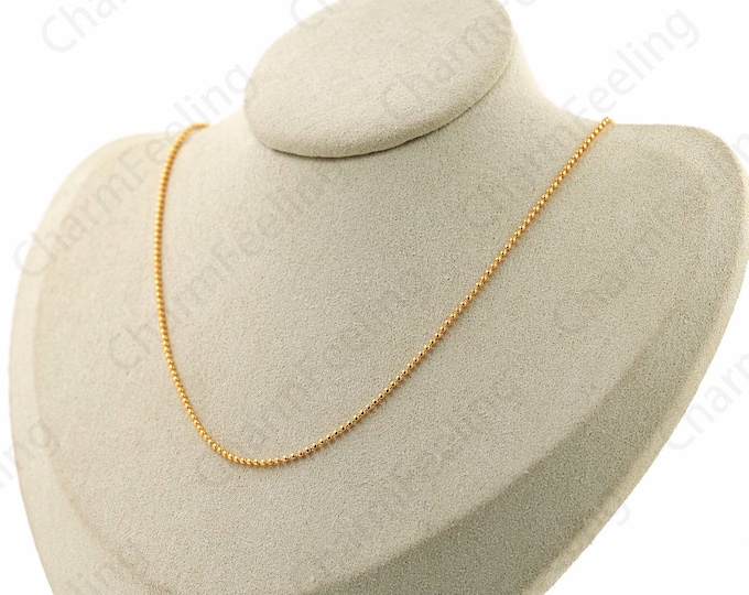 Chain Necklace,Silver Bead Necklace,S925 Silver Necklace,18K Gold Filled Gold Ball Necklace Anniversary Gift,Fashion Necklace,Gift For Her