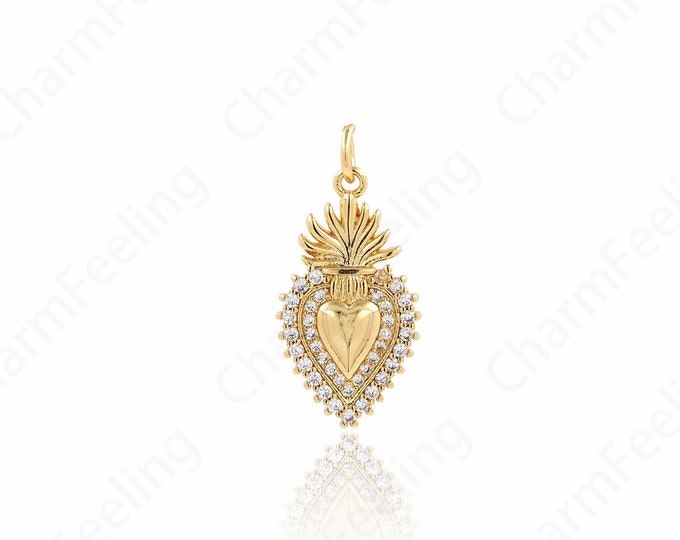 Heart Charm, Dainty Heart Pendant, 18K Gold Filled Love Necklace, Love Charm,Gift for Her, DIY Jewelry Accessories,25.5x12.5x2.6mm