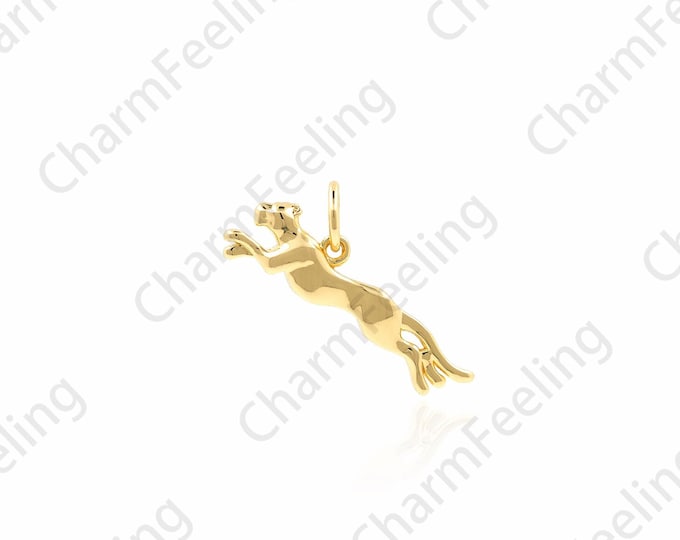 18K Gold Filled Leopard Pendant,Golden Leopard Necklace,Wild Animal Pendant,Leopard Charm,Animal Charm,DIY Jewelry Accessories,12x25x4mm