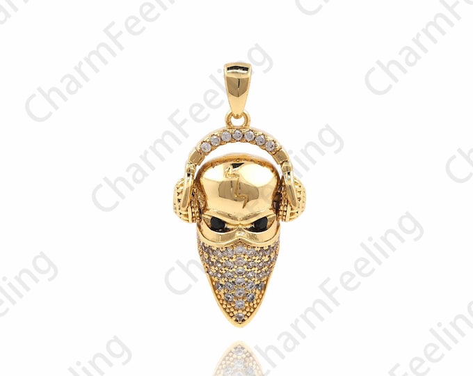 Music Skull Pendant, Unique Skull Charm, Halloween Charm, Skull Necklace, DIY Jewelry Making Accessories 26.3×13.2×7.4mm 1pcs