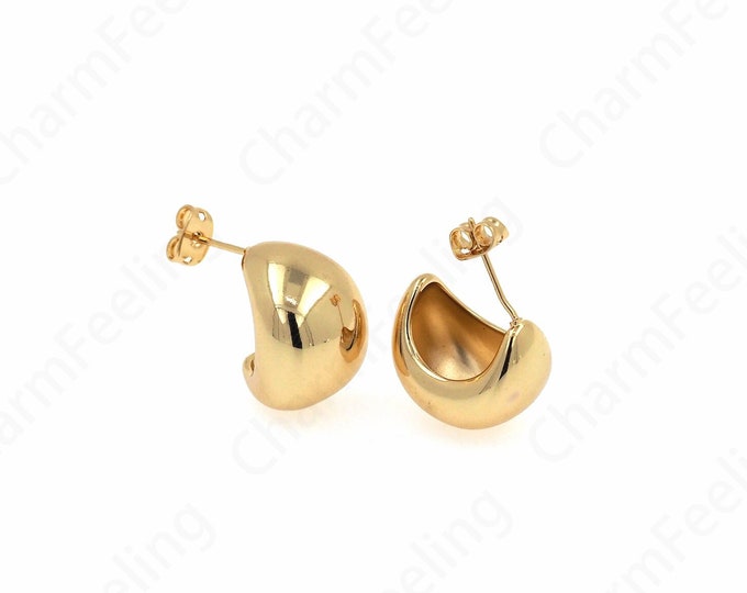 Simple Earrings, Fashionable Earrings,Thick Gold Earrings, 18K Gold Filled Women's Earrings, Crescent Moon Earrings, 18x16x13.5mm
