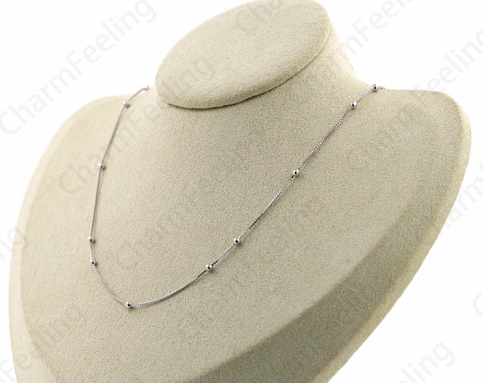 S925 Silver Necklace, Chain Necklace, Ball Necklace Anniversary Gift, Silver Bead Necklace, Fashion Necklace, Classic Necklace,Gift For Her,
