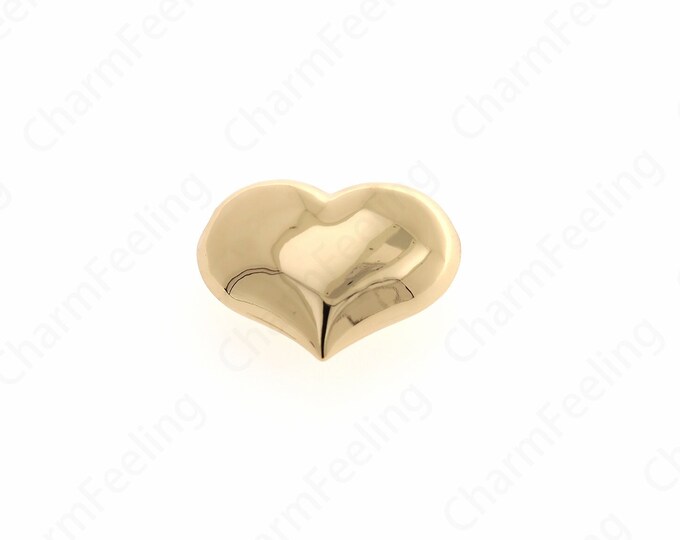 Gold PuffyHeart Beads,18K Gold Filled Spacer Heart Beads,  Gold Heart Spacer Beads, DIY Bracelet Necklace Jewelry Making 34.5x43.5x19.5mm