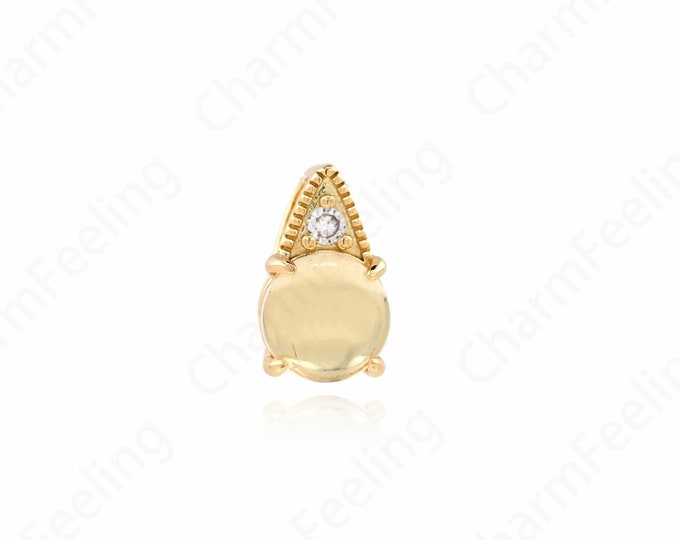 Round Coin Pendant, Micropavé CZ Disc Necklace,Round Charm, 18K Gold Filled Coin Pendant, DIY Jewelry Accessories,12.5x7.5x6.5mm