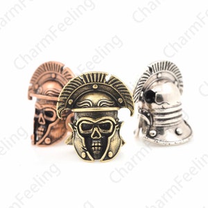 Warrior Head Spacer Beads, Knight Helmet,Metal Head Spacer Beads, Suitable For Paracord Bracelet Keychain 26.5x24.1x21mm Hole 4.6mm 1pcs