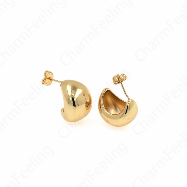 Eenvoudige oorbellen, modieuze oorbellen, dikke gouden oorbellen, 18K goud gevulde damesoorbellen, halve maan oorbellen, 18x16x13.5mm