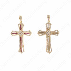 1pcs Cross Charm, Cross Pendant,Micro-Pave Cross Necklace, Religious Charm, DIY Jewelry Making Accessories 57x33x5mm