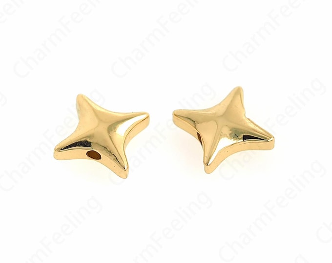 Bracelet Beads,Star Spacer Beads, 18K Gold Filled Polaris Beads, Necklace Beads, DIY Jewelry Supplies, 9.5x9.5x3mm