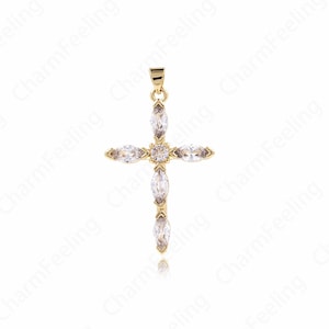 Religious Jewelry, 18K Filled Gold Cross Pendant, Cross Charm, DIY Jewelry Making Accessories 42x25x4.5mm