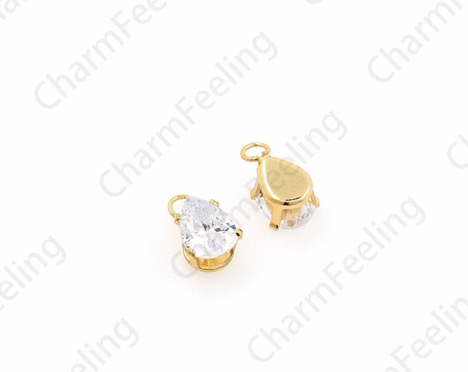 18K Gold Filled Triangle Rhinestone Pendant, Micropave Cubic Zirconia Pendant, Rhinestone Necklace, Gift For Her, DIY Jewelry Accessories
