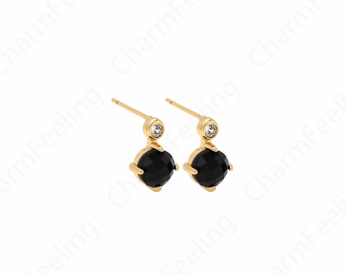 Disc Earrings,18K Gold Filled Round Earrings,Micropavé CZ Gemstone Earrings, Bohemian Earrings,Gift for Her, Everyday Earrings,11.5x8x5mm