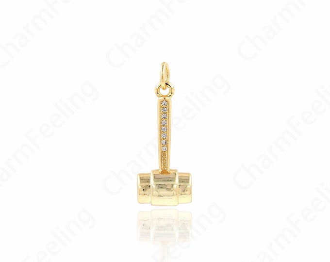 18K Gold Filled Hammer Charm, Hammer Pendant, Silver Hammer Charm, Silver Hammer Pendant, Tiny Hammer Charm, Hammer Tool Charm,10x25x6.3mm