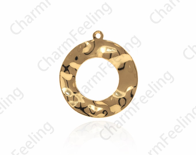18K Gold Filled Ring Pendant,Ring Charm,Ring Necklace,DIY Jewelry Making Accessories 25x23x1.5mm