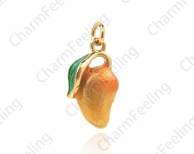 18K Gold Filled Mango Necklace, Mango Pendant, Mango Charm, Fruit Pendant, Fruit Necklace, Fruit Charm, DIY Jewelry Accessories 18x8x5.5mm