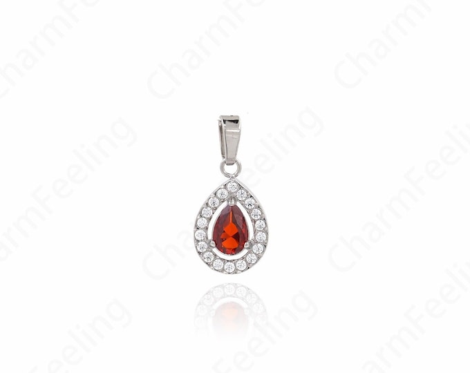 Silver Filled Exquisite Water Drop Pendant,Micro Pavé CZ Teardrop Necklace, Bracelet Jewelry  18x8.5x3mm