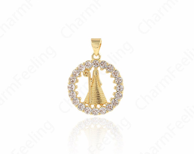 Pharaoh Pendant,Round Pendant,18K Gold Filled Side Face Necklace,Face Charm,Pharaoh Charm,DIY Jewelry Components Accessories 26x19.6x2.5mm