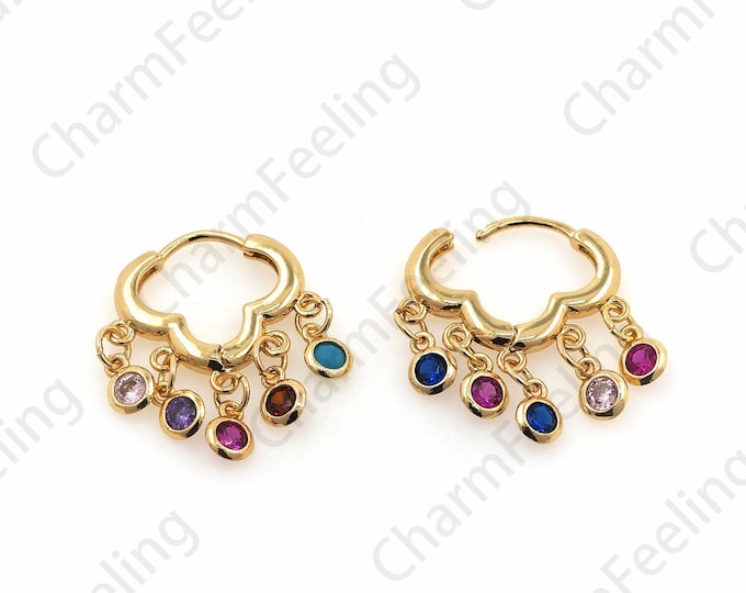 18K Gold Filled Pendant Earrings, Earring Pendants, Hollow Round Earrings, DIY Jewelry Accessories 22x17mm 1 pair