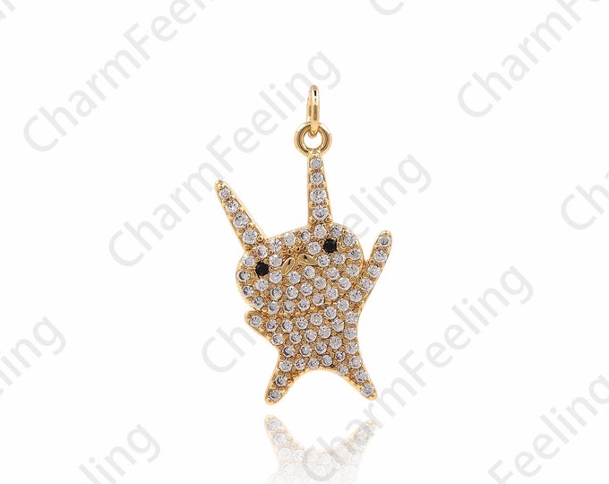 18K Filled Gold Cat Pendant, Cubic Cat Pendant, Cute Cat Necklace, DIY Jewelry Making Supplies 23.7x17x2mm 1pcs