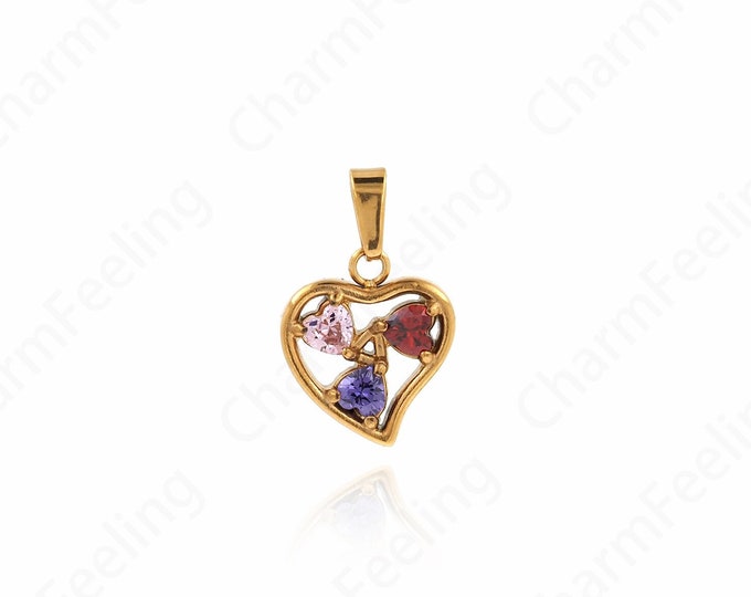 Love Necklace, Micropavé CZ Heart Necklace,Dainty Heart Charm, 18K Gold Filled Heart Pendant, DIY Jewelry Accessories 17x10.5x2.2mm
