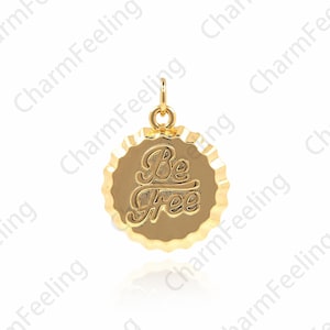 18K Gold Filled Be Free Necklace, Be Free Pendant,Disc Charm,Free Charm, DIY Jewelry Making Accessories 22x17x3.5mm