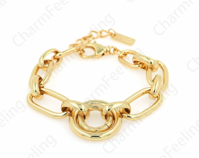 18K Gold Filled Ring Bracelet, Gold Bracelet, Paperclip Bracelet, Round Bracelet, Dainty Bracelet, DIY Jewelry Supplies, 18cm