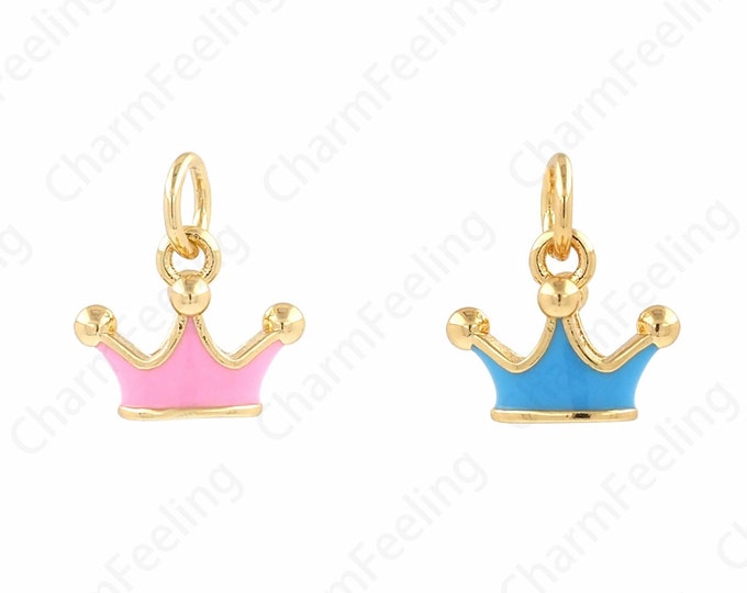18K Gold Filled Hollow Crown, Crown Pendant, Crown Charm,Micropavé CZ Tiny Crown Necklace, DIY Jewelry Making Accessories 12x11x6.8mm