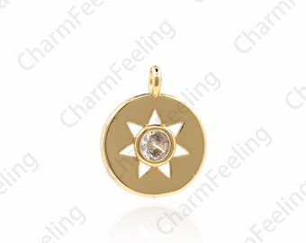 Filled Gold Mini Star Medallion Pendant, Star Charm, Medallion Charm, DIY Jewelry Making Accessories 15x12x2.4mm 1pcs