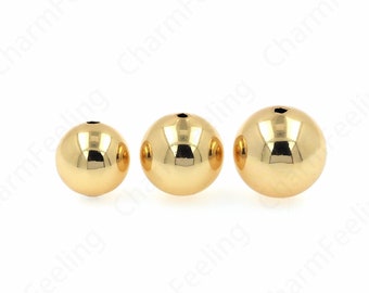 Gold Plated Beads, Gold Round Beads, 18K Gold Filled Spacer Round Beads, Bracelet Beads, DIY Bracelet Necklace Jewelry Making
