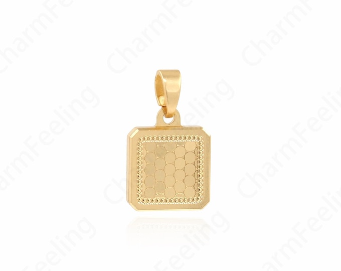 18K Gold Filled Square Necklace,Medal Charm, Rectangular Pendant, Suitable For DIY Jewelry Making Accessories,17x10x1.7mm