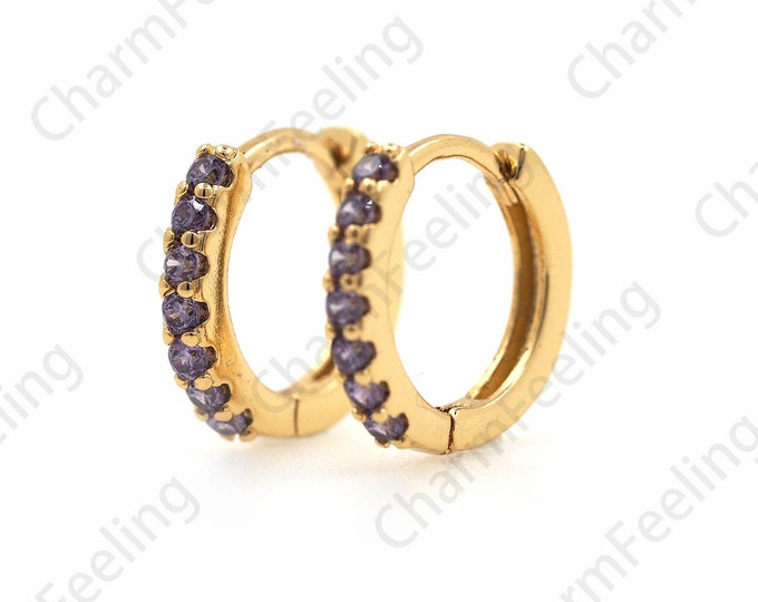 18K Gold Filled Round Earrings,Round Pendants,Hollow Earrings,Micropave CZ Gold Earrings,Earring Charm,DIY Jewelry Accessories 12x14x2mm