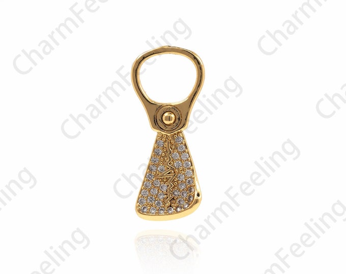 18K Gold Filled Ring Pull Necklace,Shaped Pendant,Can Pull Ring Pendant,Micropavé CZ Pull Ring Necklace,DIY Jewelry Accessories 25x10x2.5mm