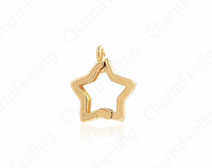Star Link Clasp, Dainty Star Clasp, Star charm, Jewelry Clasp, Spring Clasp, DIY Jewelry Making Accessories 15.3x13.4x2.6mm