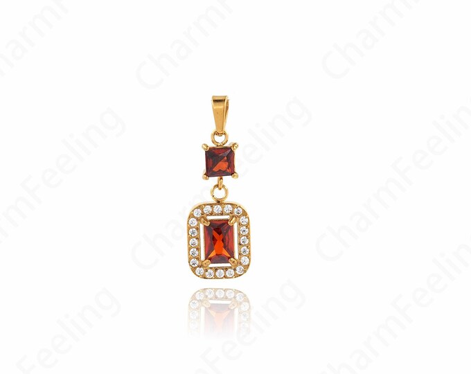 Rectangular Pendant, 18K Gold Filled Geometric Necklace,Medal Charm, Suitable For DIY Jewelry Making Accessories,25x8.5x3mm
