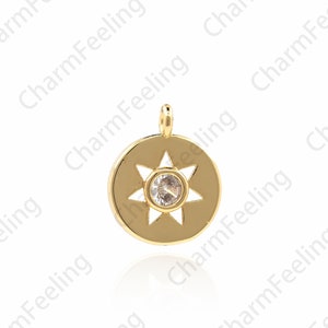 Filled Gold Mini Star Medallion Pendant, Star Charm, Medallion Charm, DIY Jewelry Making Accessories 15x12x2.4mm 1pcs